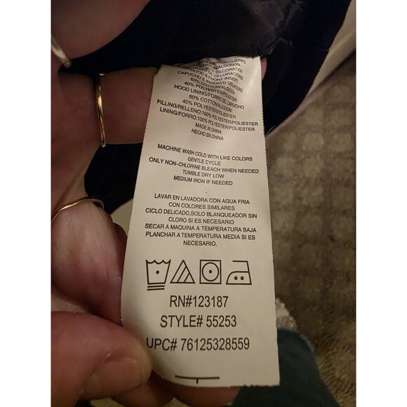 Wrangler Workwear Jacket Mens Blue Hooded Chore Coat Quilt Lined Snap Zip XL - Picture 4 of 9